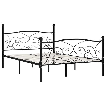 Bed Frame | Black | Metal, Plywood | Double | Classic/Traditional