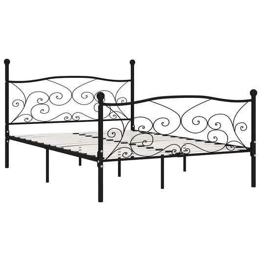 Bed Frame | Black | Metal, Plywood | Double | Classic/Traditional
