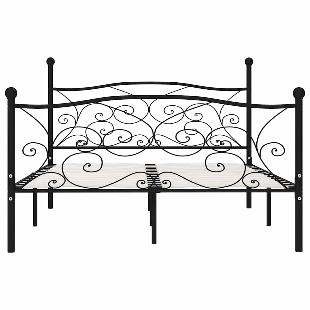 Bed Frame | Black | Metal, Plywood | Double | Classic/Traditional