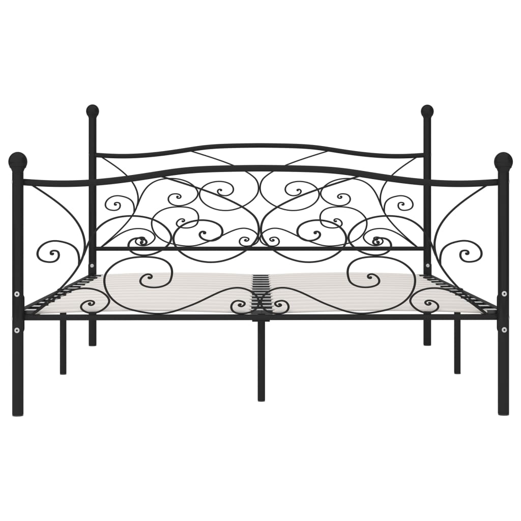 Bed Frame | Black | Metal, Plywood | Double |  Simple  | Bed Frame