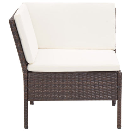6 Piece Patio Lounge Set with Cushions Poly Rattan Brown