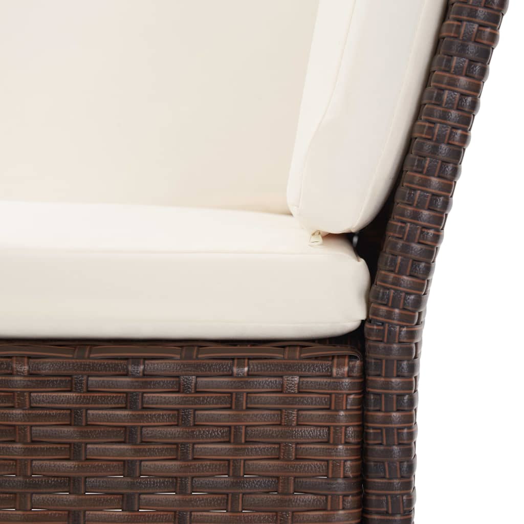 6 Piece Patio Lounge Set with Cushions Poly Rattan Brown