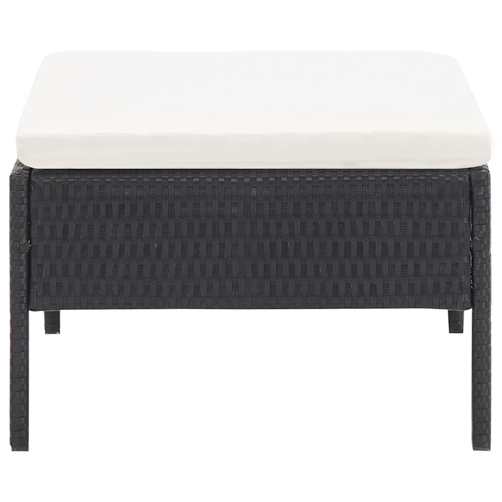 6 Piece Patio Lounge Set with Cushions Poly Rattan Black