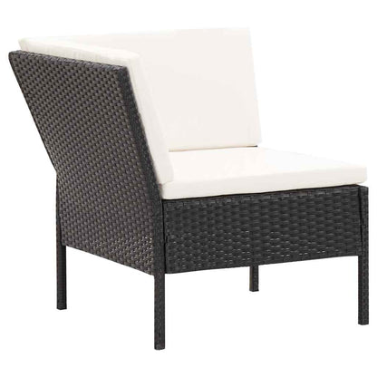 6 Piece Patio Lounge Set with Cushions Poly Rattan Black