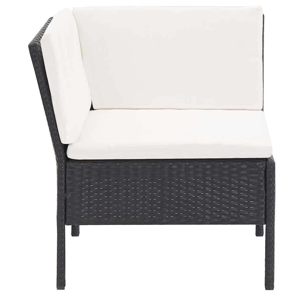 6 Piece Patio Lounge Set with Cushions Poly Rattan Black