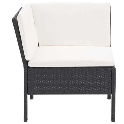 6 Piece Patio Lounge Set with Cushions Poly Rattan Black