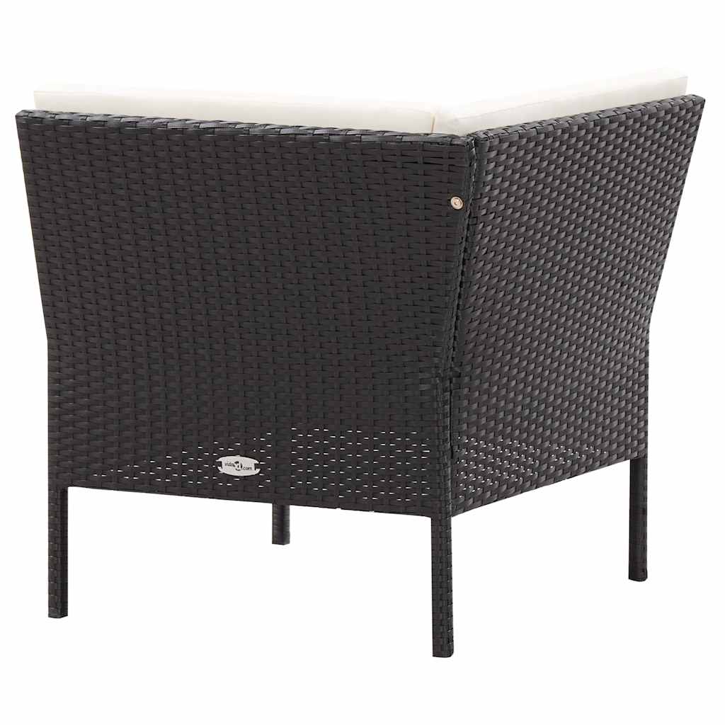 6 Piece Patio Lounge Set with Cushions Poly Rattan Black