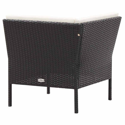 6 Piece Patio Lounge Set with Cushions Poly Rattan Black