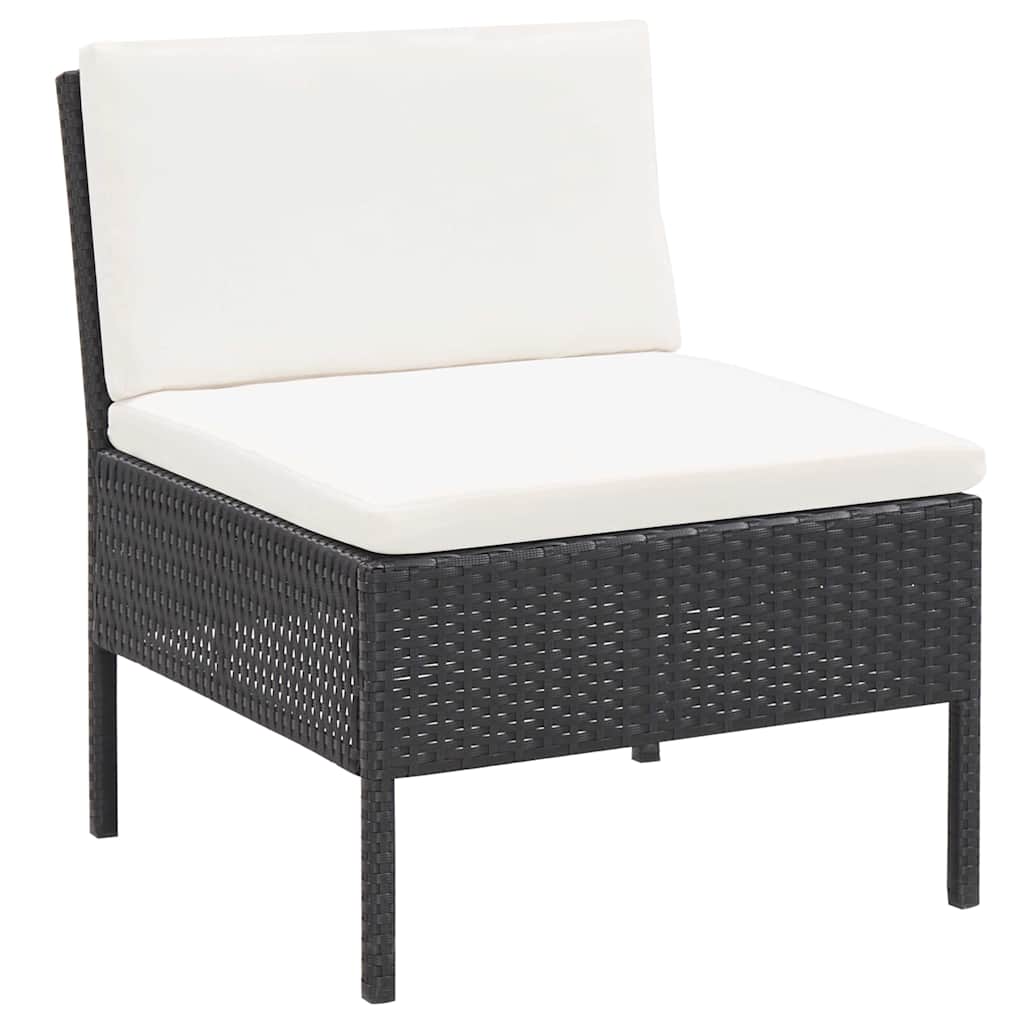 6 Piece Patio Lounge Set with Cushions Poly Rattan Black