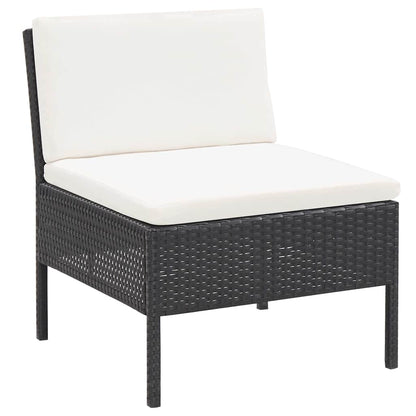 6 Piece Patio Lounge Set with Cushions Poly Rattan Black