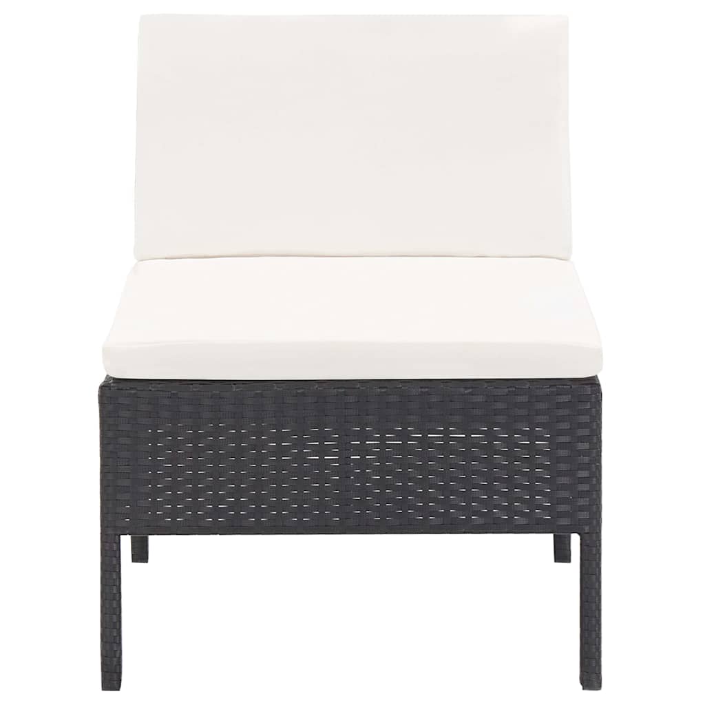6 Piece Patio Lounge Set with Cushions Poly Rattan Black