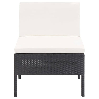 6 Piece Patio Lounge Set with Cushions Poly Rattan Black