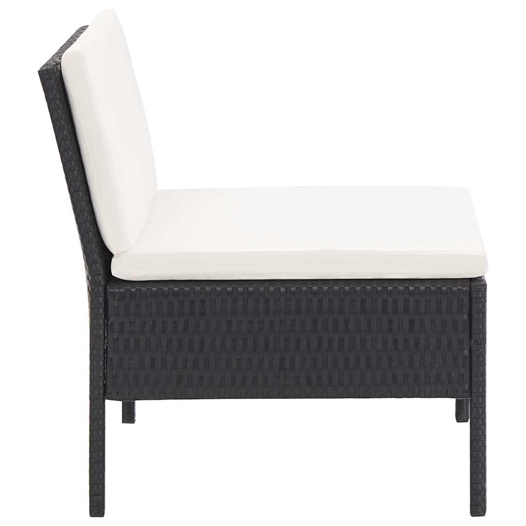 6 Piece Patio Lounge Set with Cushions Poly Rattan Black