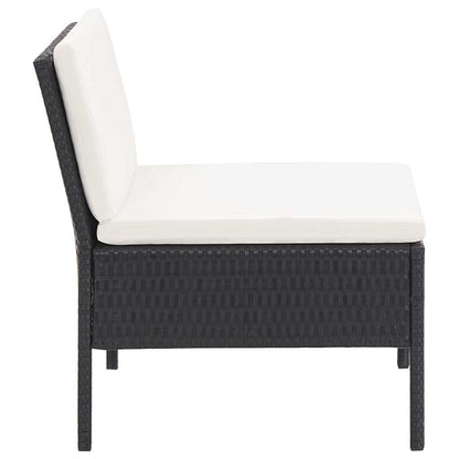 6 Piece Patio Lounge Set with Cushions Poly Rattan Black