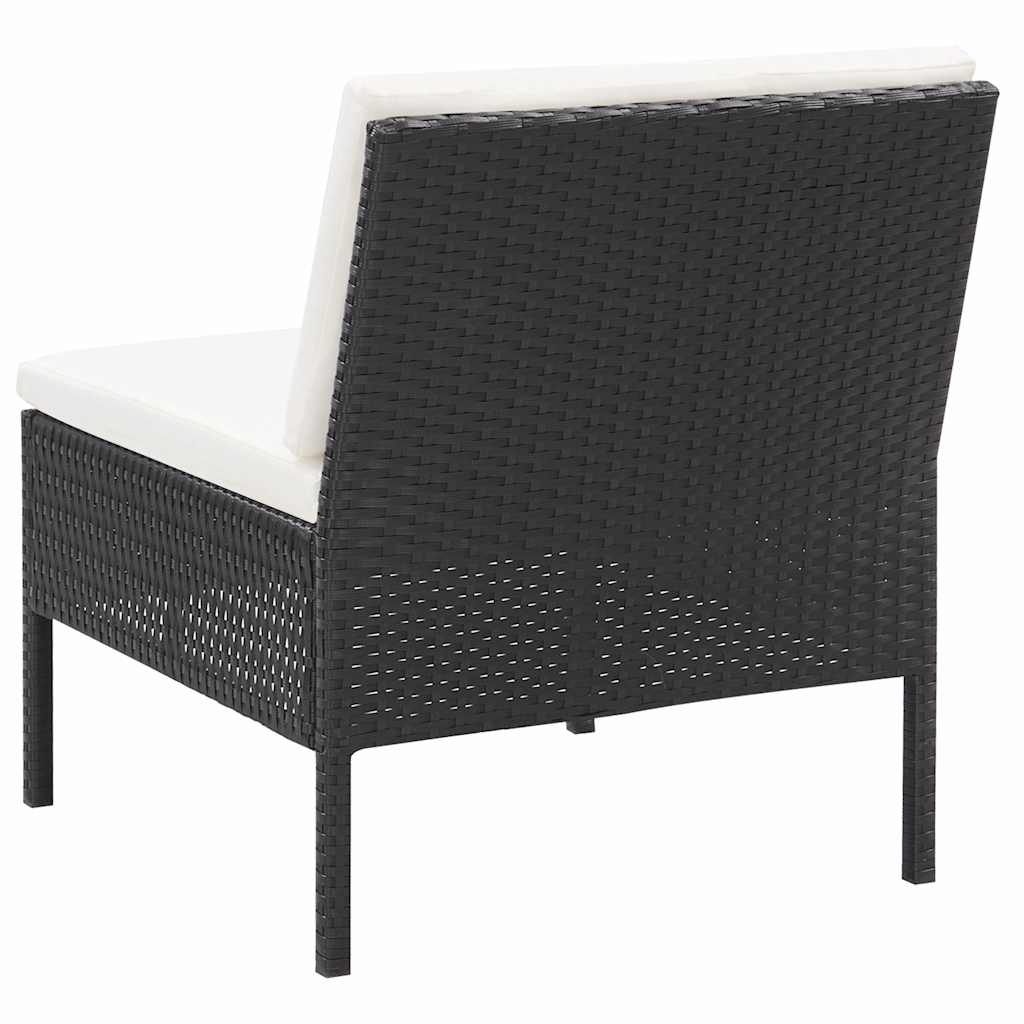 6 Piece Patio Lounge Set with Cushions Poly Rattan Black
