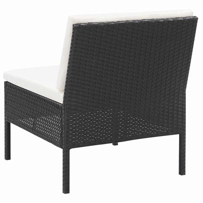 6 Piece Patio Lounge Set with Cushions Poly Rattan Black