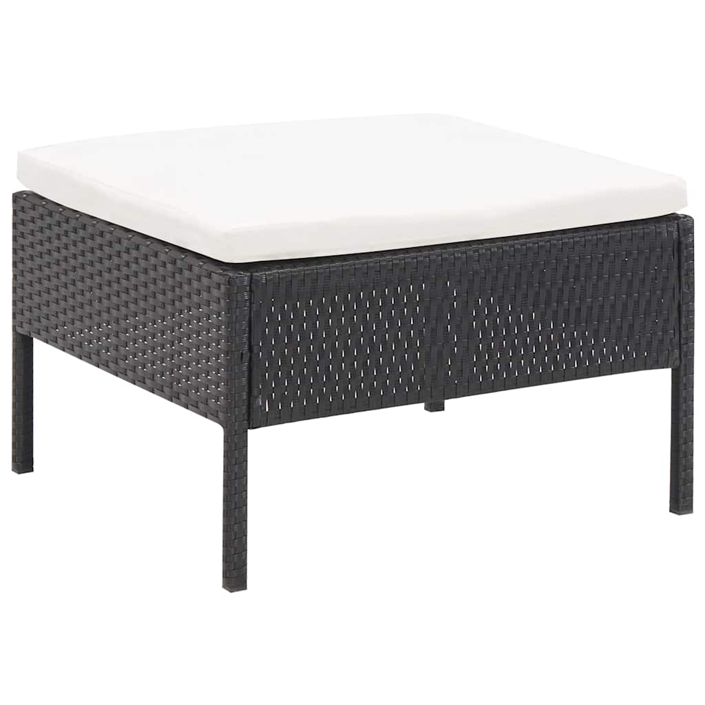 6 Piece Patio Lounge Set with Cushions Poly Rattan Black