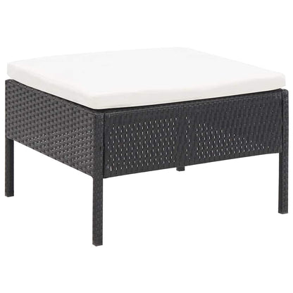 6 Piece Patio Lounge Set with Cushions Poly Rattan Black