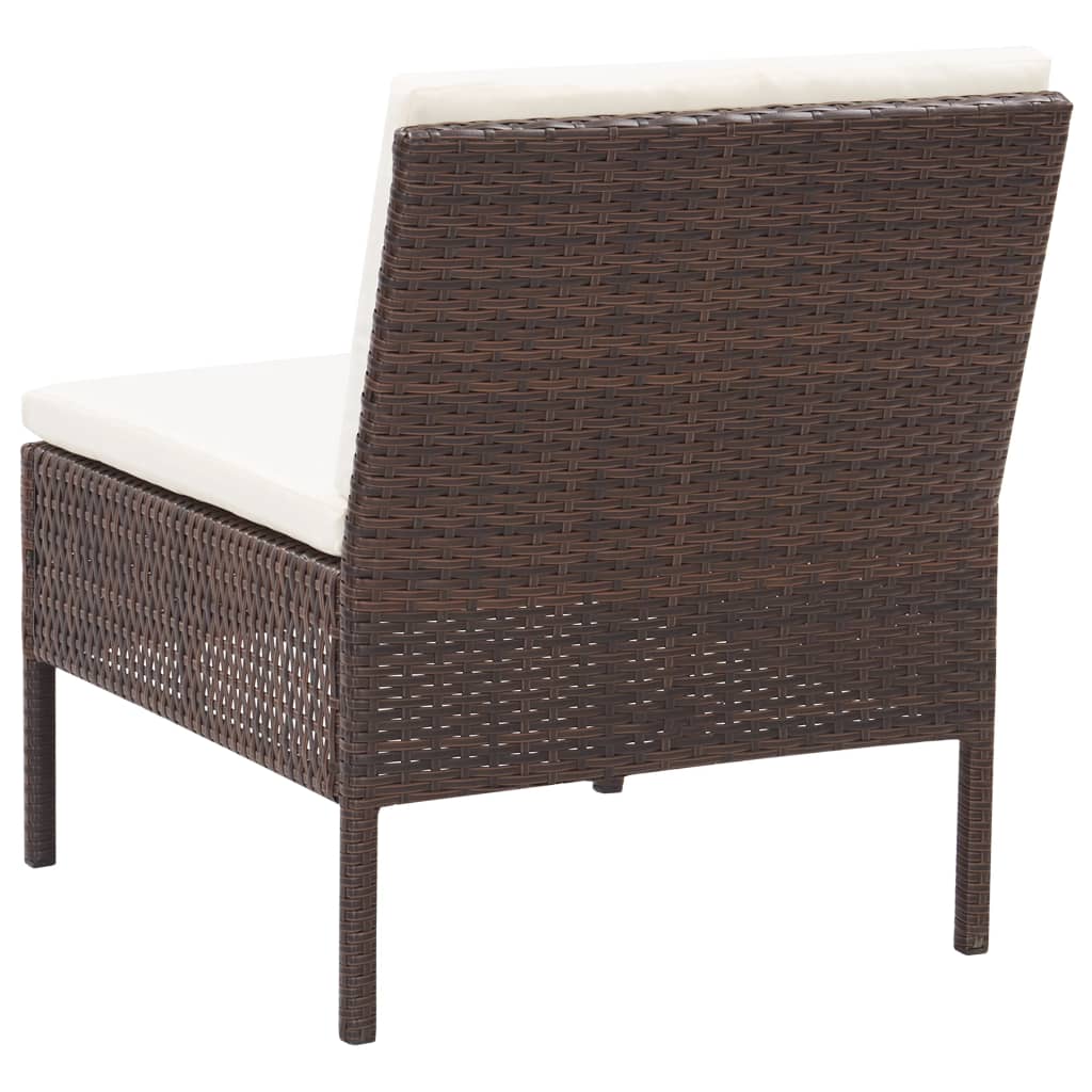5 Piece Patio Sofa Set with Cushions Poly Rattan Brown