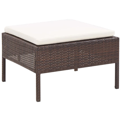 5 Piece Patio Sofa Set with Cushions Poly Rattan Brown