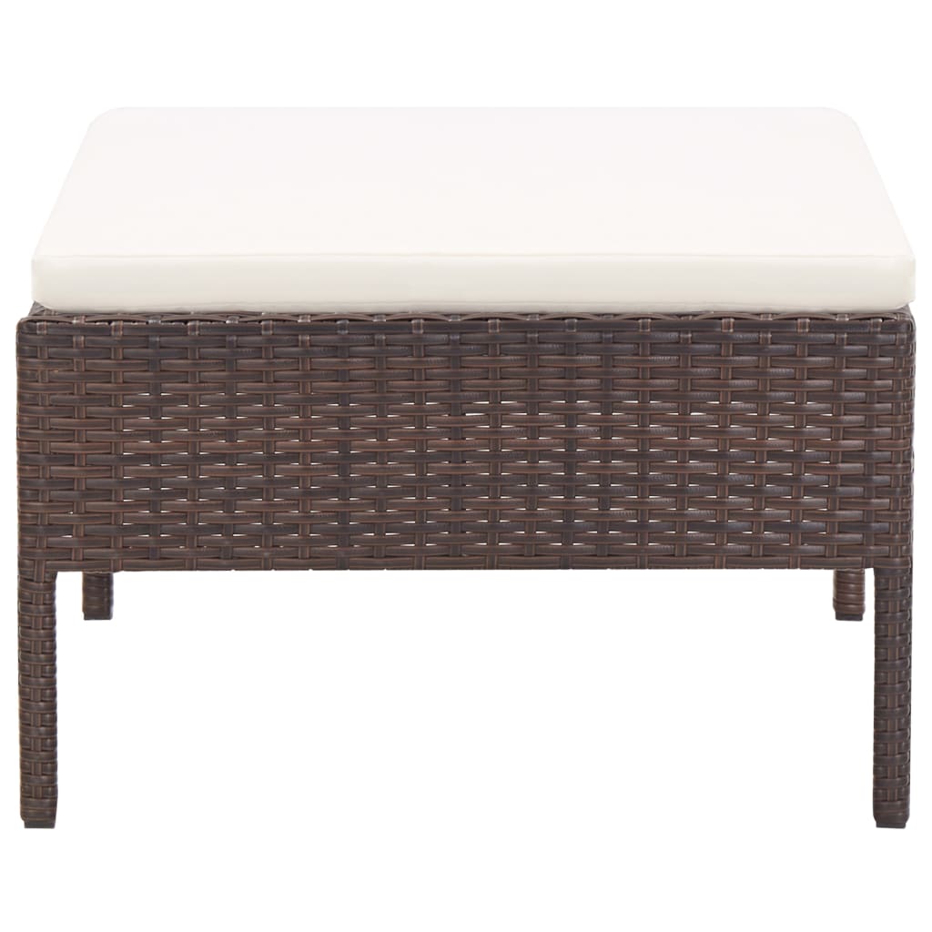 5 Piece Patio Sofa Set with Cushions Poly Rattan Brown