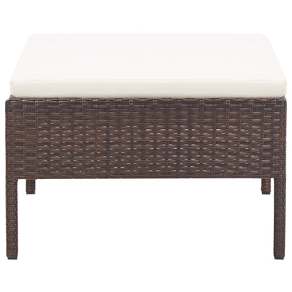 5 Piece Patio Sofa Set with Cushions Poly Rattan Brown