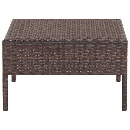 5 Piece Patio Sofa Set with Cushions Poly Rattan Brown