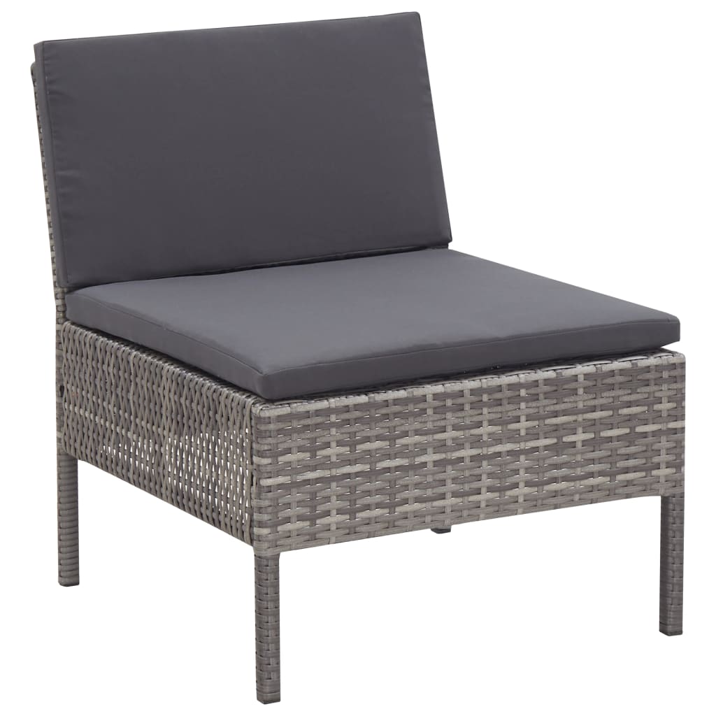 5 Piece Patio Sofa Set with Cushions Poly Rattan Gray