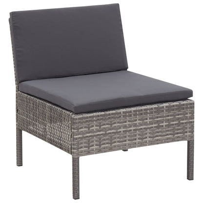 5 Piece Patio Sofa Set with Cushions Poly Rattan Gray