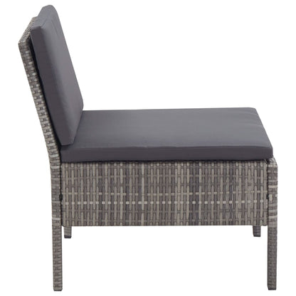 5 Piece Patio Sofa Set with Cushions Poly Rattan Gray