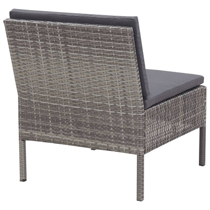 5 Piece Patio Sofa Set with Cushions Poly Rattan Gray