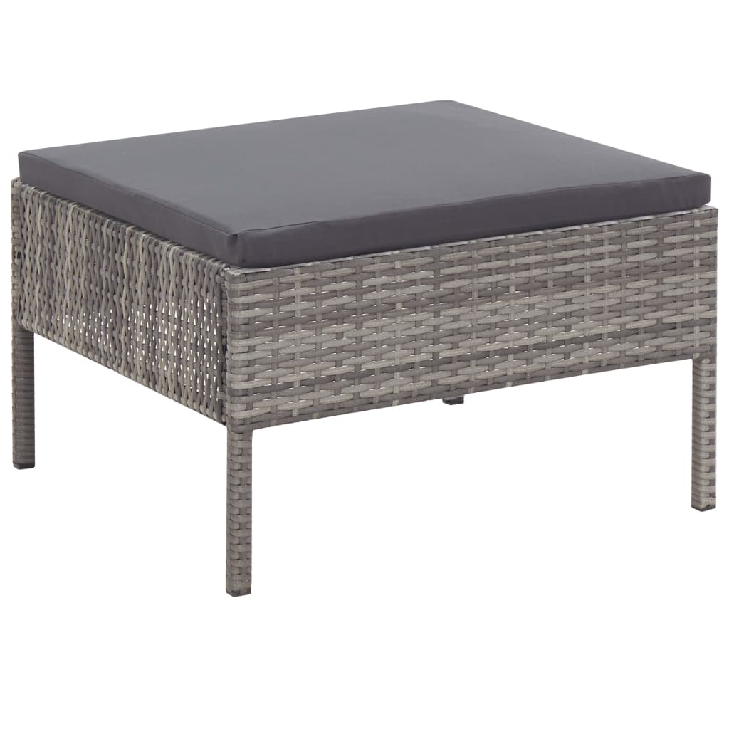 5 Piece Patio Sofa Set with Cushions Poly Rattan Gray