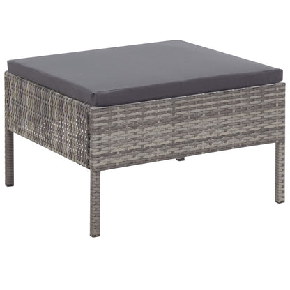 5 Piece Patio Sofa Set with Cushions Poly Rattan Gray