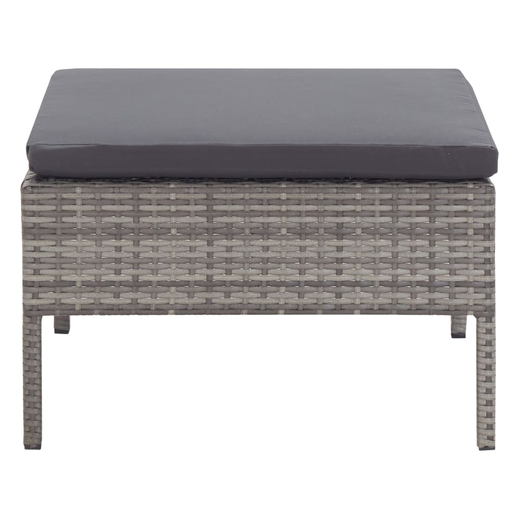 5 Piece Patio Sofa Set with Cushions Poly Rattan Gray