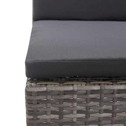5 Piece Patio Sofa Set with Cushions Poly Rattan Gray
