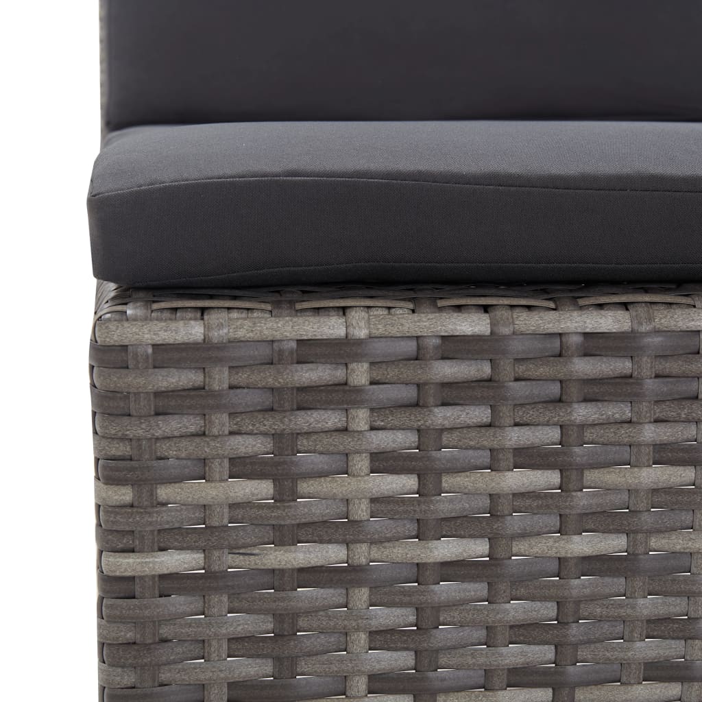 5 Piece Patio Sofa Set with Cushions Poly Rattan Gray
