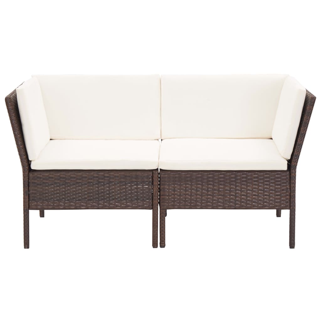 6 Piece Patio Lounge Set with Cushions Poly Rattan Brown