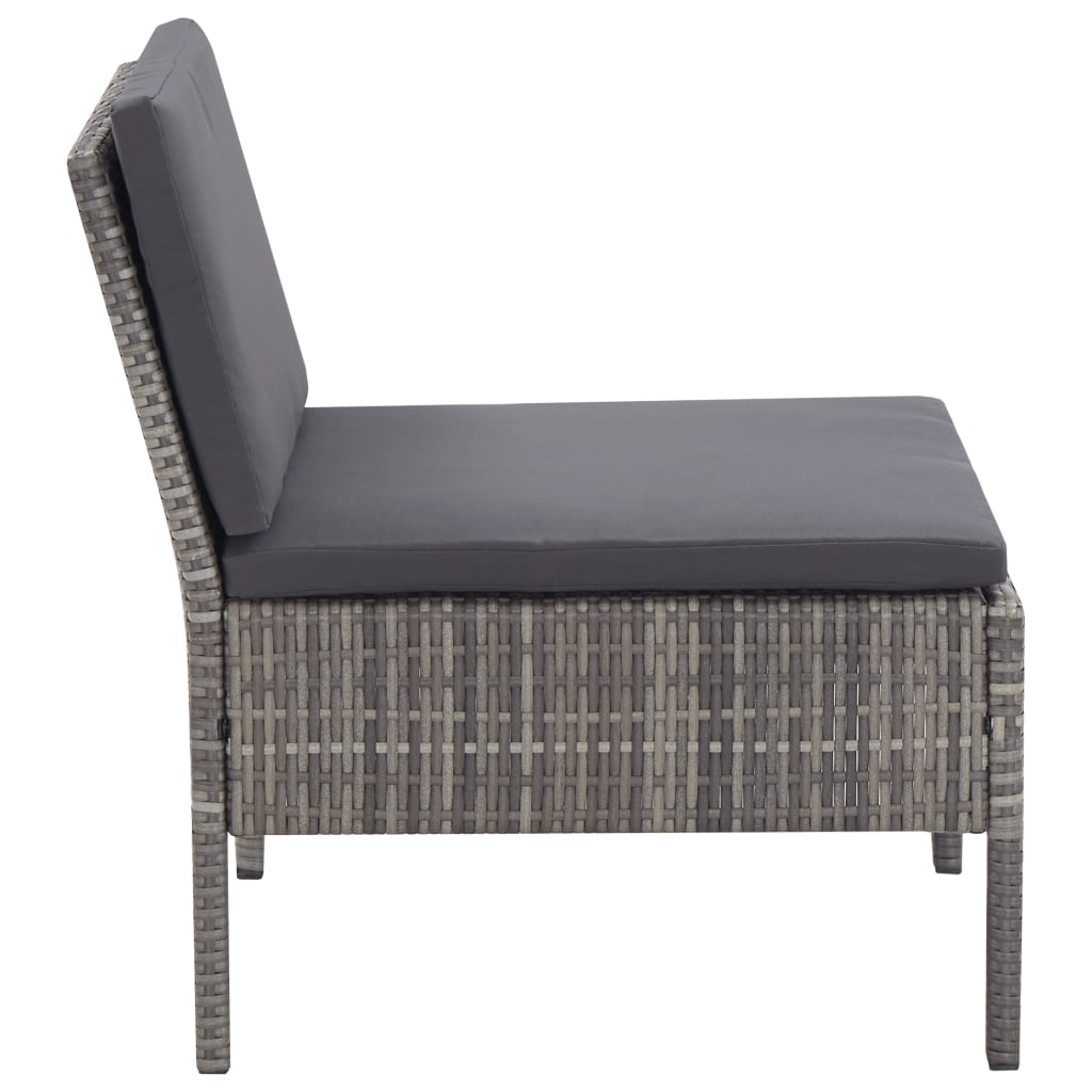 6 Piece Patio Lounge Set with Cushions Poly Rattan Gray