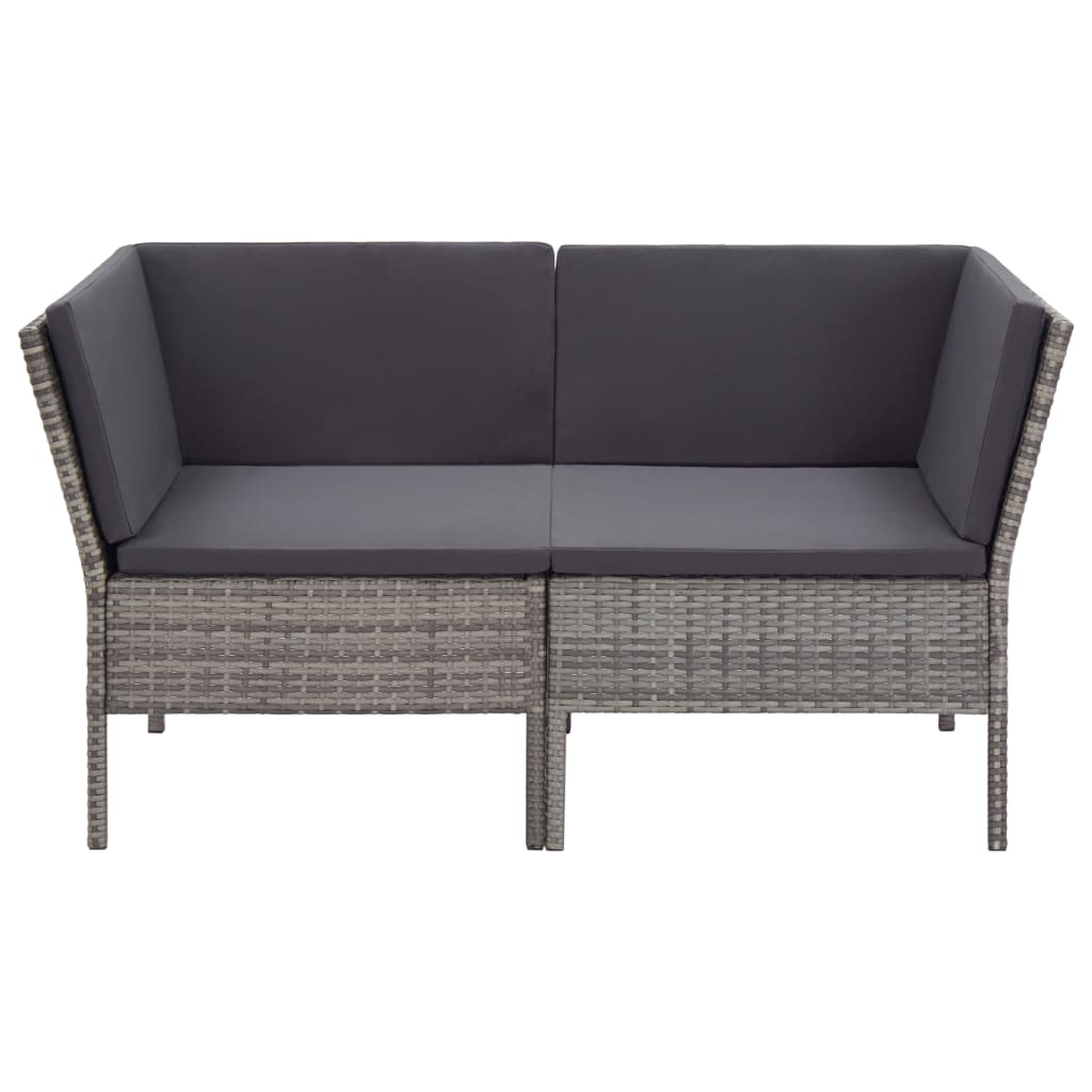 6 Piece Patio Lounge Set with Cushions Poly Rattan Gray