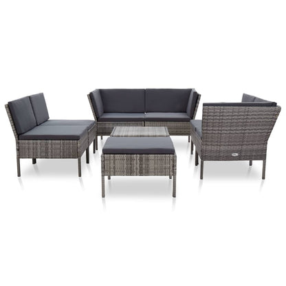 8 Piece Patio Lounge Set with Cushions Poly Rattan Gray