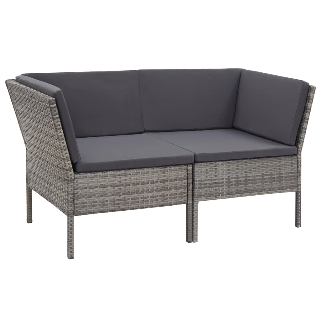 8 Piece Patio Lounge Set with Cushions Poly Rattan Gray