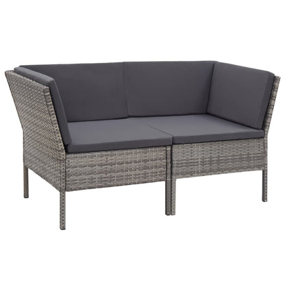 8 Piece Patio Lounge Set with Cushions Poly Rattan Gray