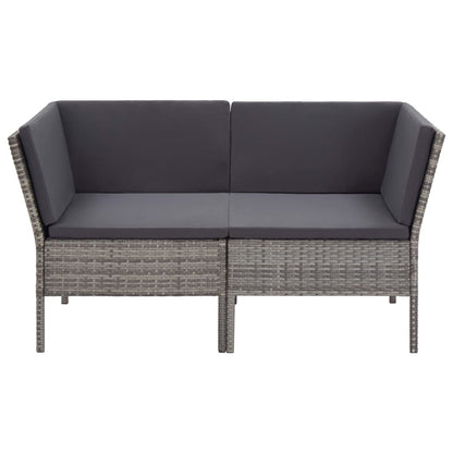 8 Piece Patio Lounge Set with Cushions Poly Rattan Gray