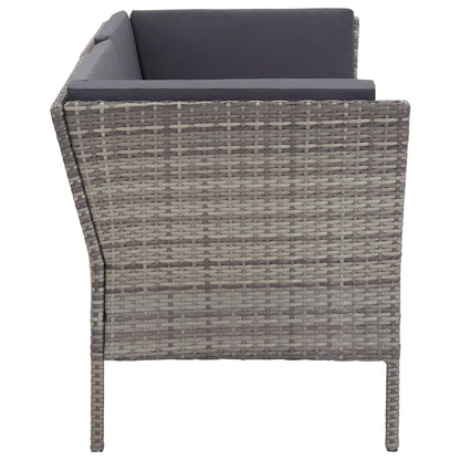 8 Piece Patio Lounge Set with Cushions Poly Rattan Gray