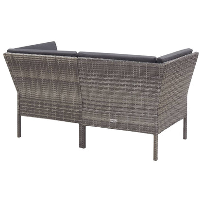 8 Piece Patio Lounge Set with Cushions Poly Rattan Gray