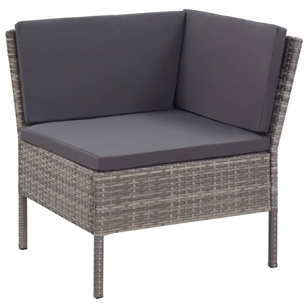 8 Piece Patio Lounge Set with Cushions Poly Rattan Gray