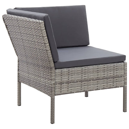 8 Piece Patio Lounge Set with Cushions Poly Rattan Gray