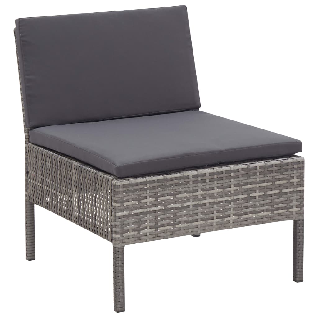 8 Piece Patio Lounge Set with Cushions Poly Rattan Gray