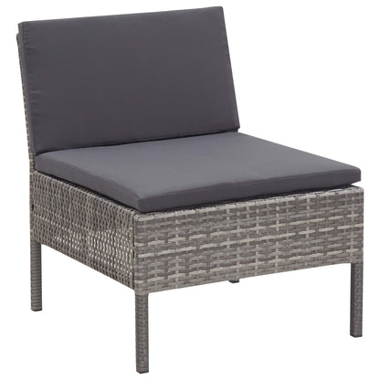 8 Piece Patio Lounge Set with Cushions Poly Rattan Gray