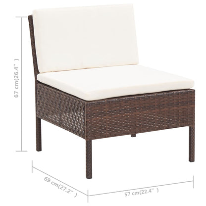 3 Piece Patio Lounge Set with Cushions Poly Rattan Brown